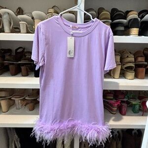 Lavender Feather Hem T-Shirt Dress